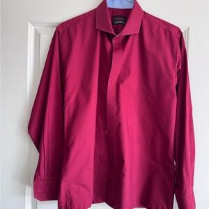 Giovani Men's Long-Sleeve Wine Dress Shirt